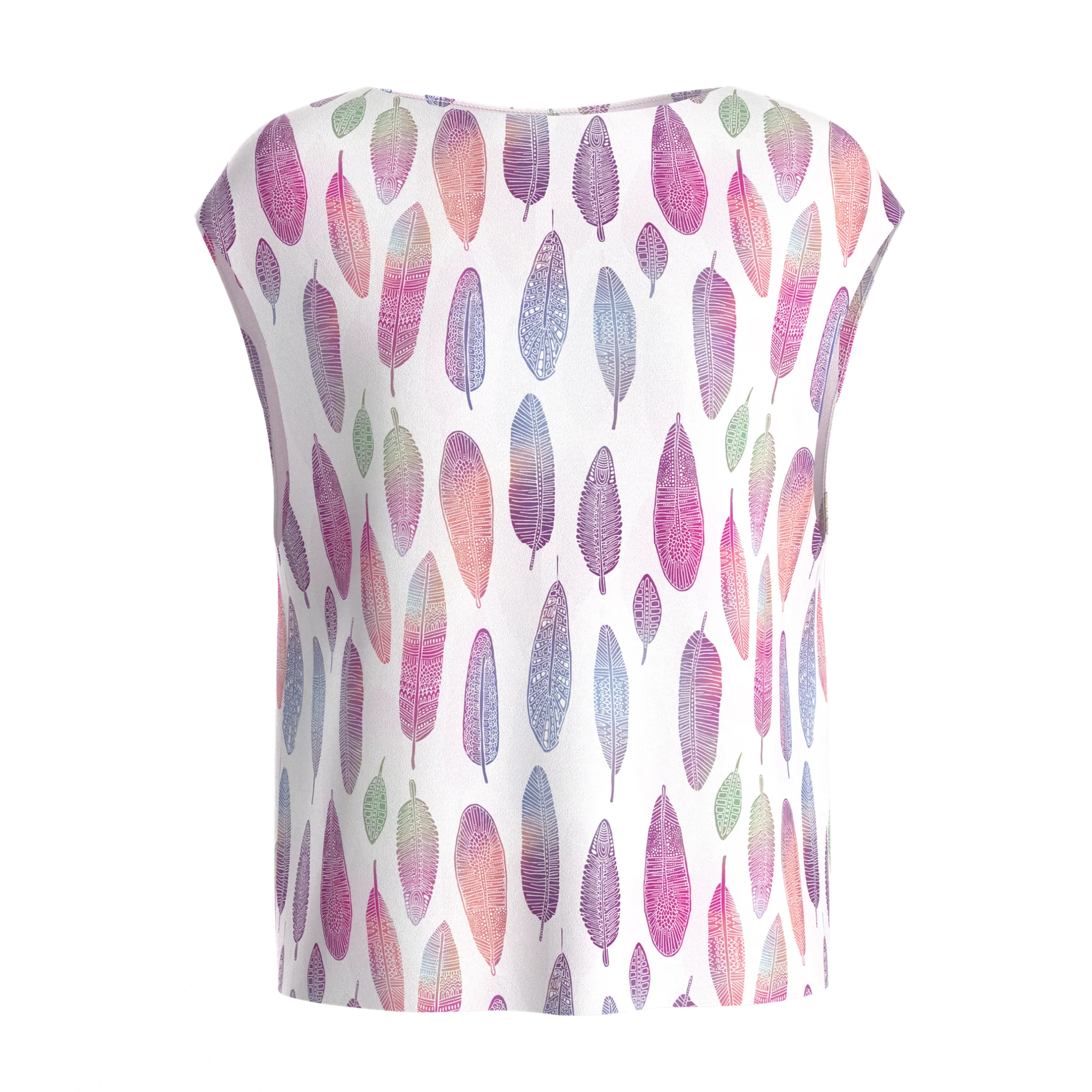 Boat Neck Feathers Blouse