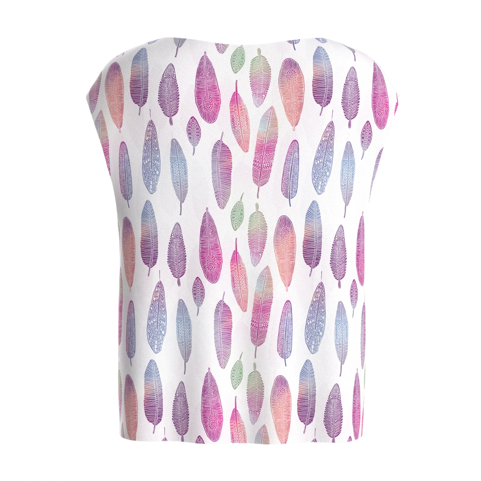 Boat Neck Feathers Blouse