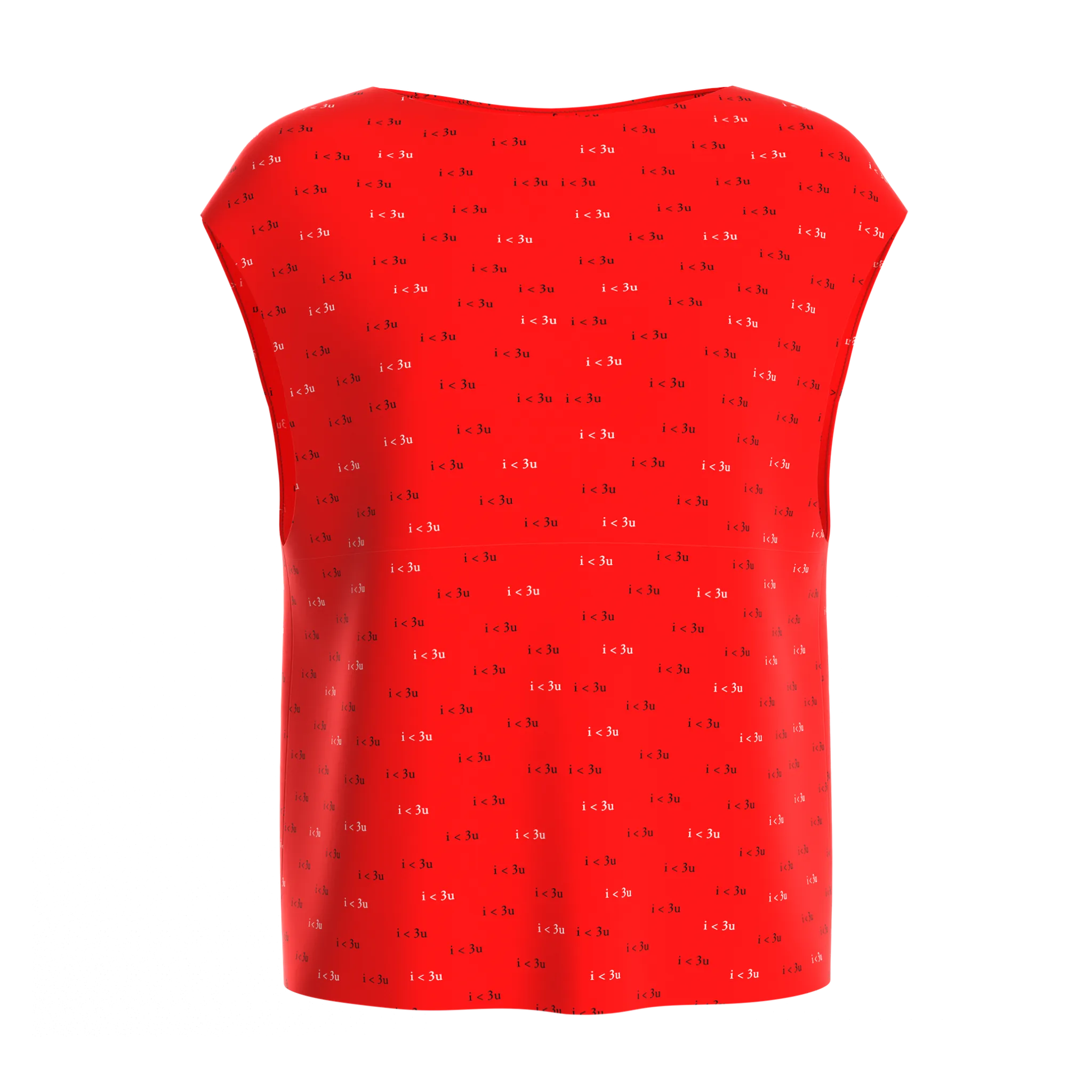 Boat Neck I Love You Red Blouse