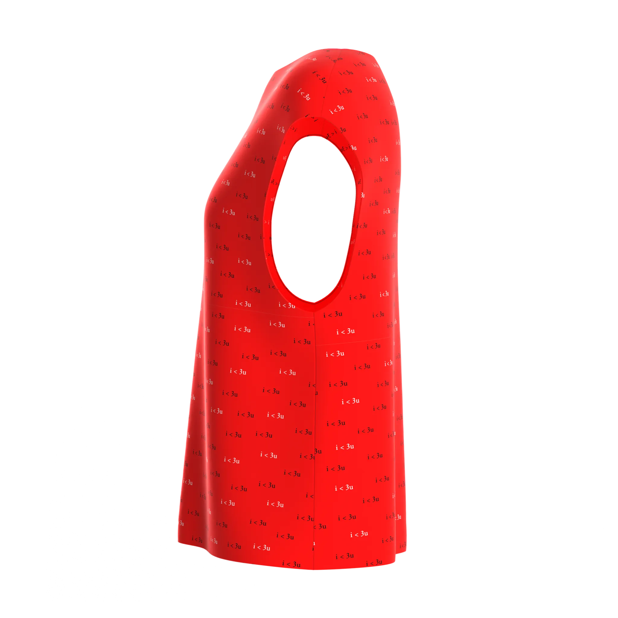 Boat Neck I Love You Red Blouse