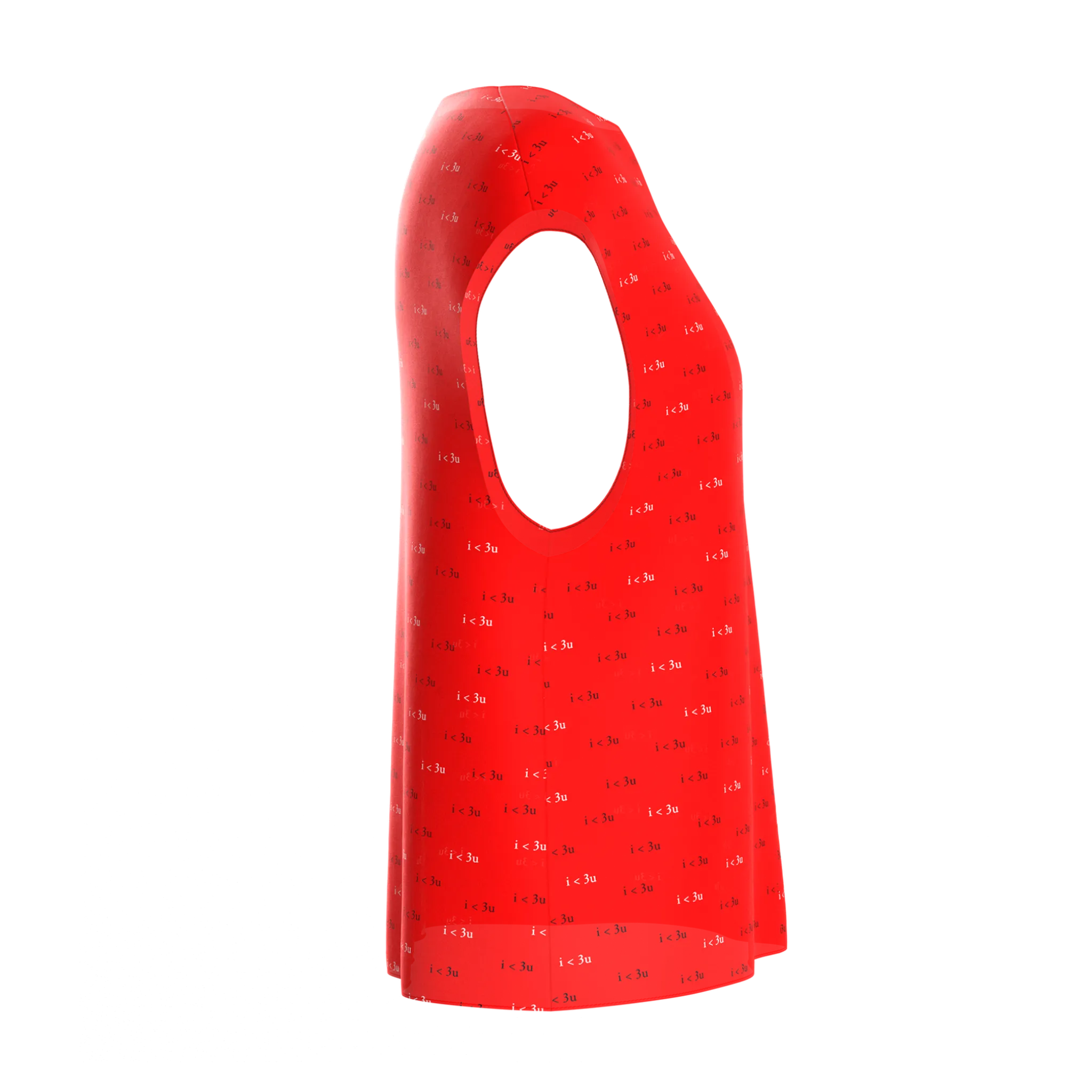 Boat Neck I Love You Red Blouse