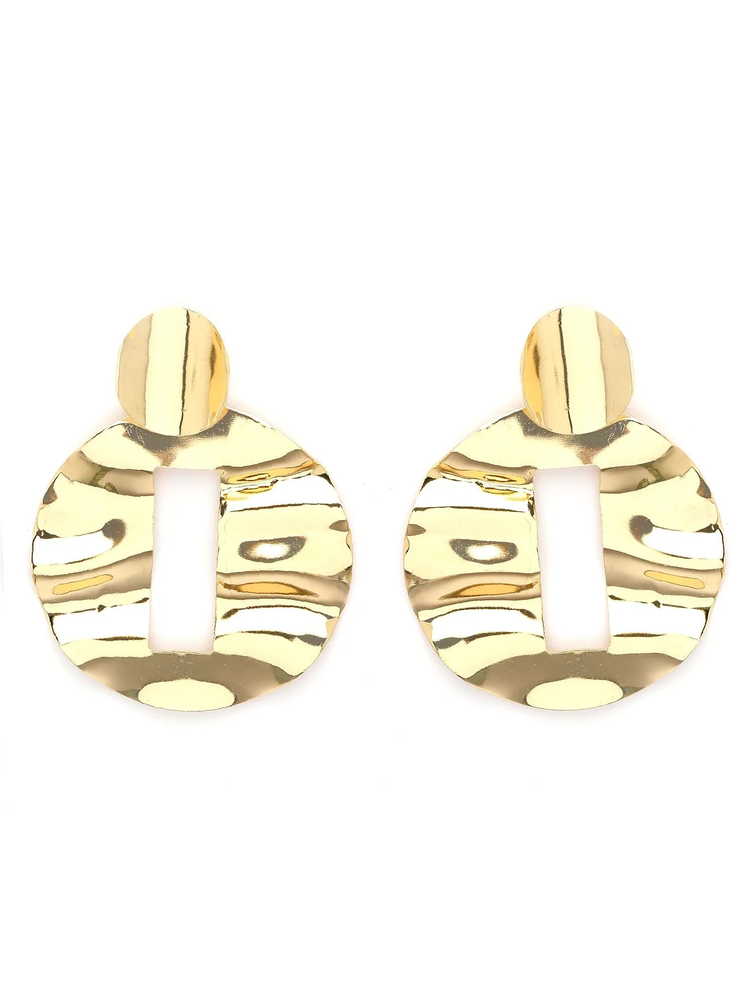 Bohey by KARATCART Gold Plated Hammered Design Dangler Earrings for Women