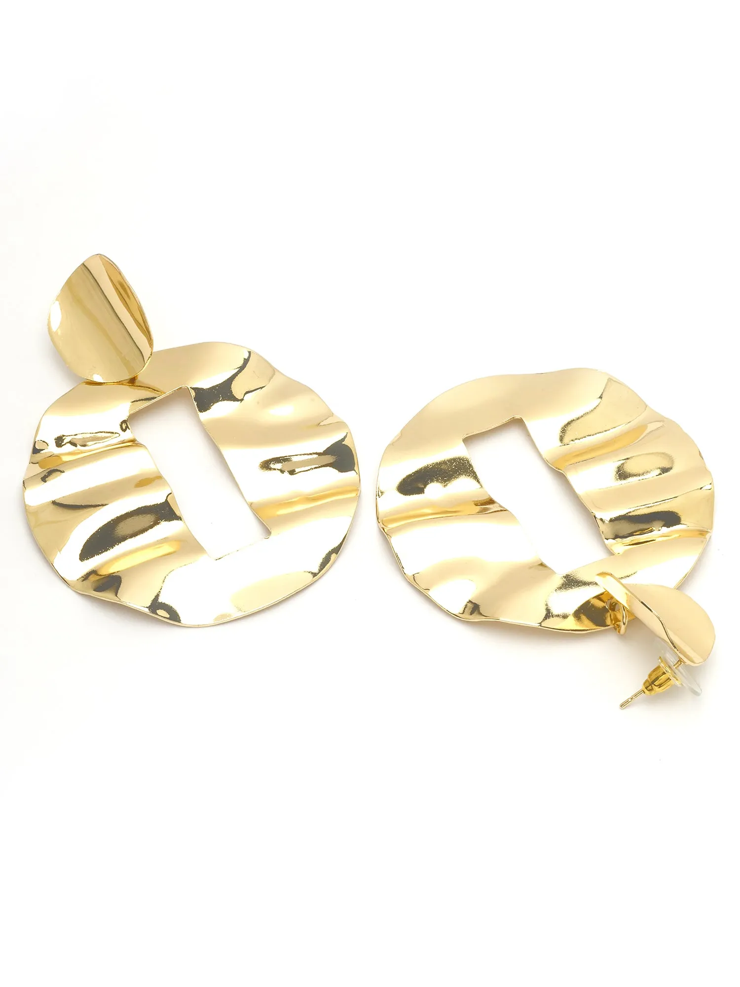 Bohey by KARATCART Gold Plated Hammered Design Dangler Earrings for Women