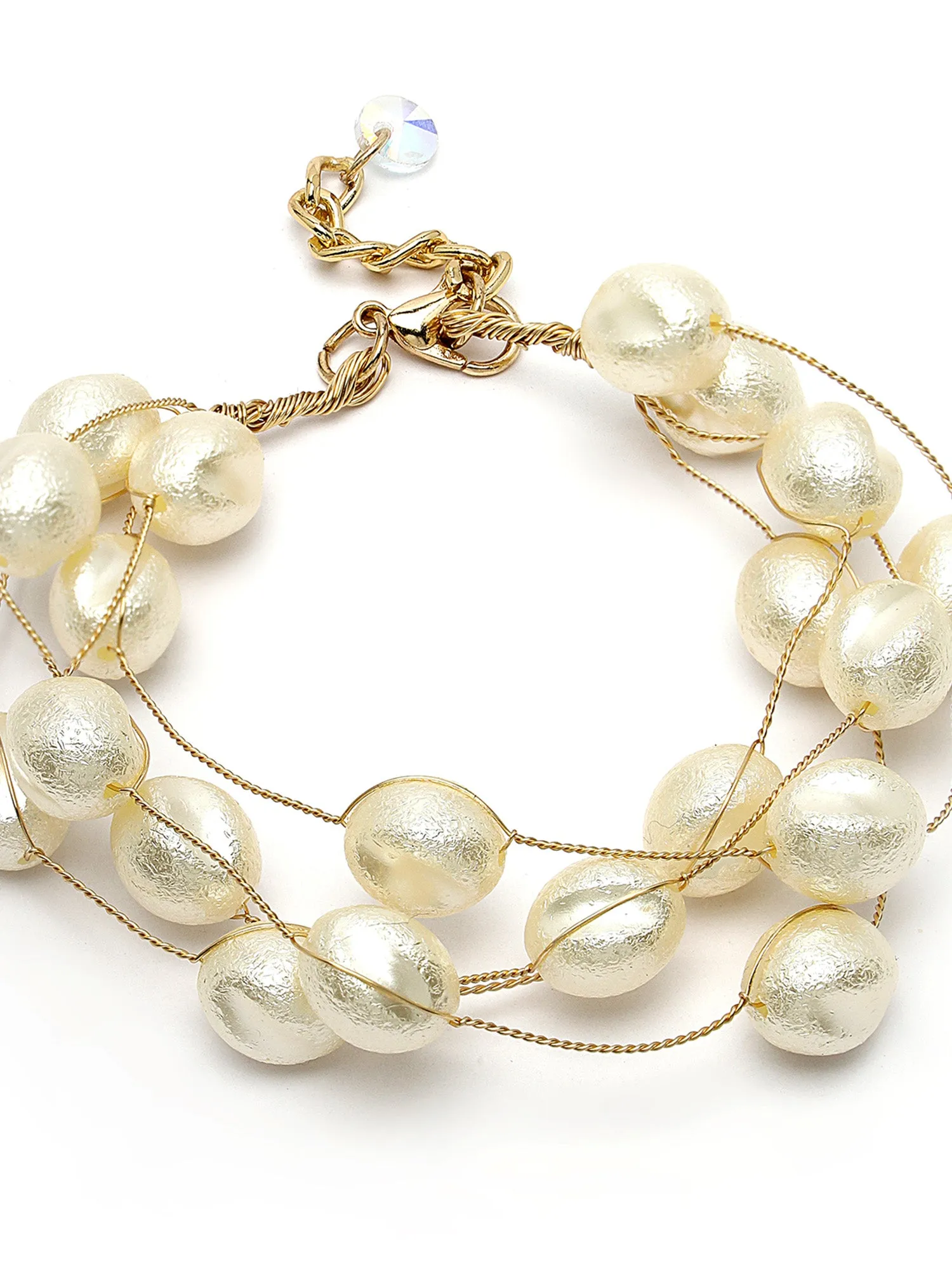Bohey by KARATCART Gold Plated Multilayer Baroque Pearl Chain Bracelet for Women