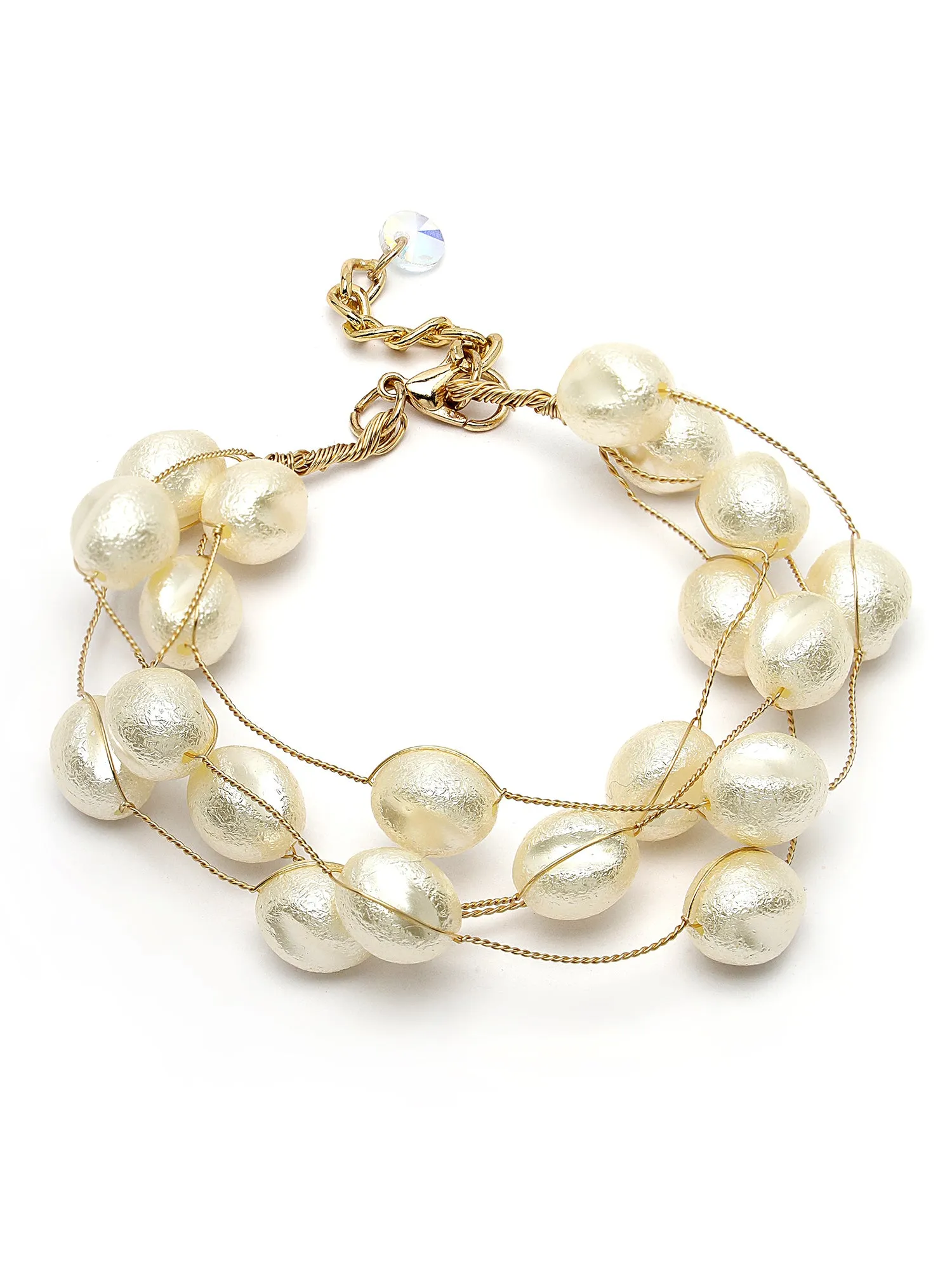 Bohey by KARATCART Gold Plated Multilayer Baroque Pearl Chain Bracelet for Women