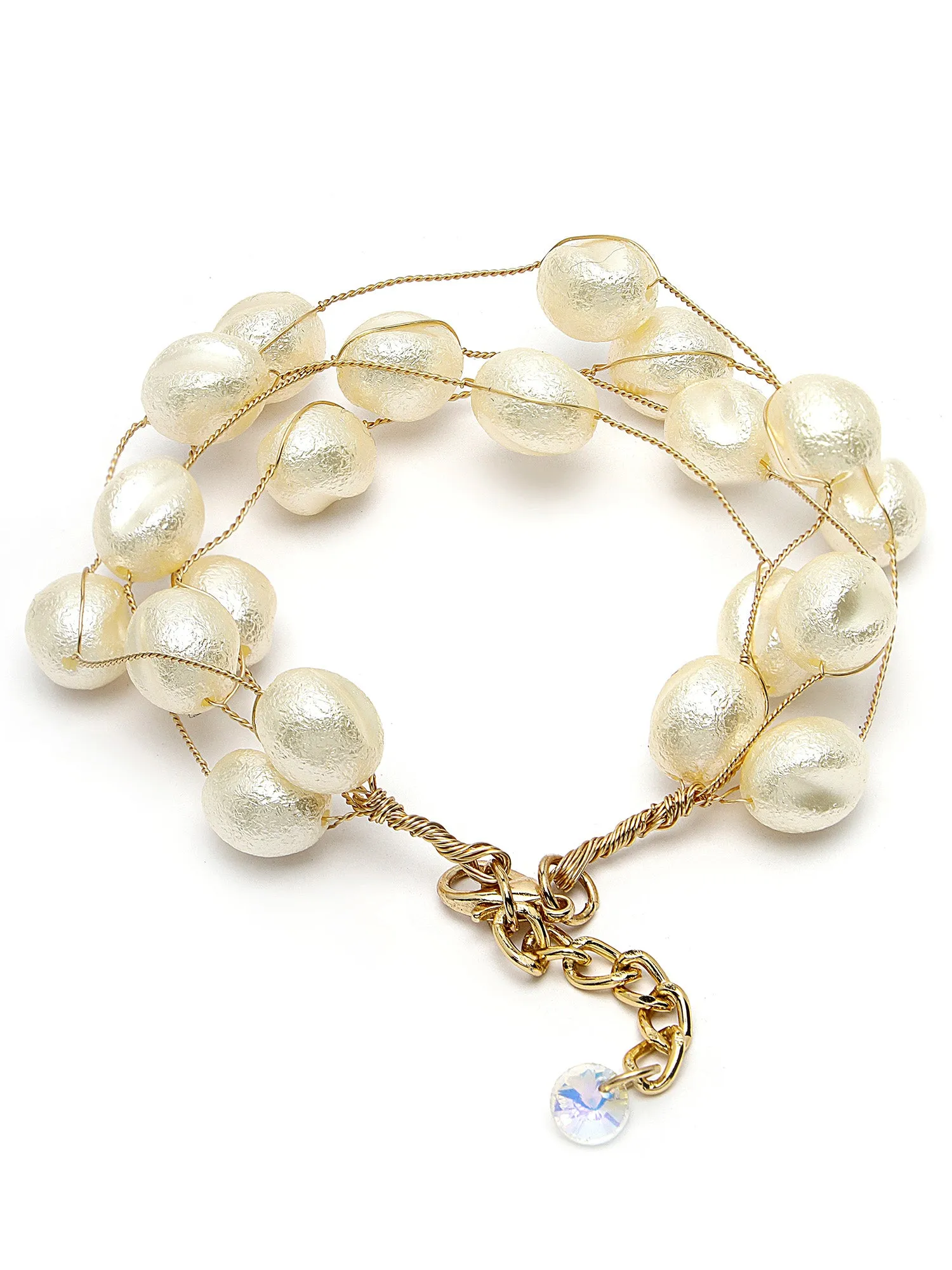 Bohey by KARATCART Gold Plated Multilayer Baroque Pearl Chain Bracelet for Women