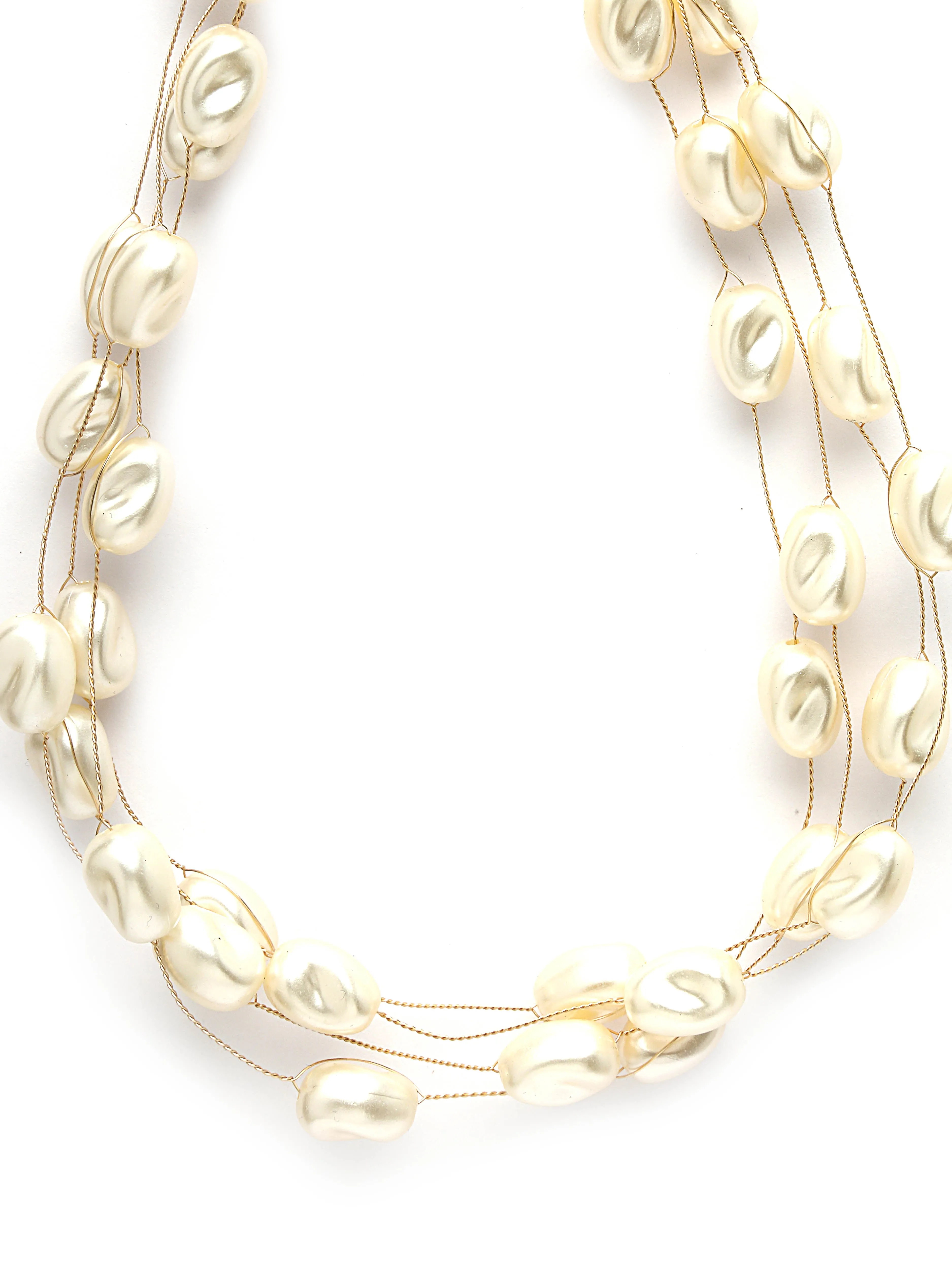 Bohey by KARATCART Gold Plated Multilayer Baroque Pearl Chain Necklace for Women