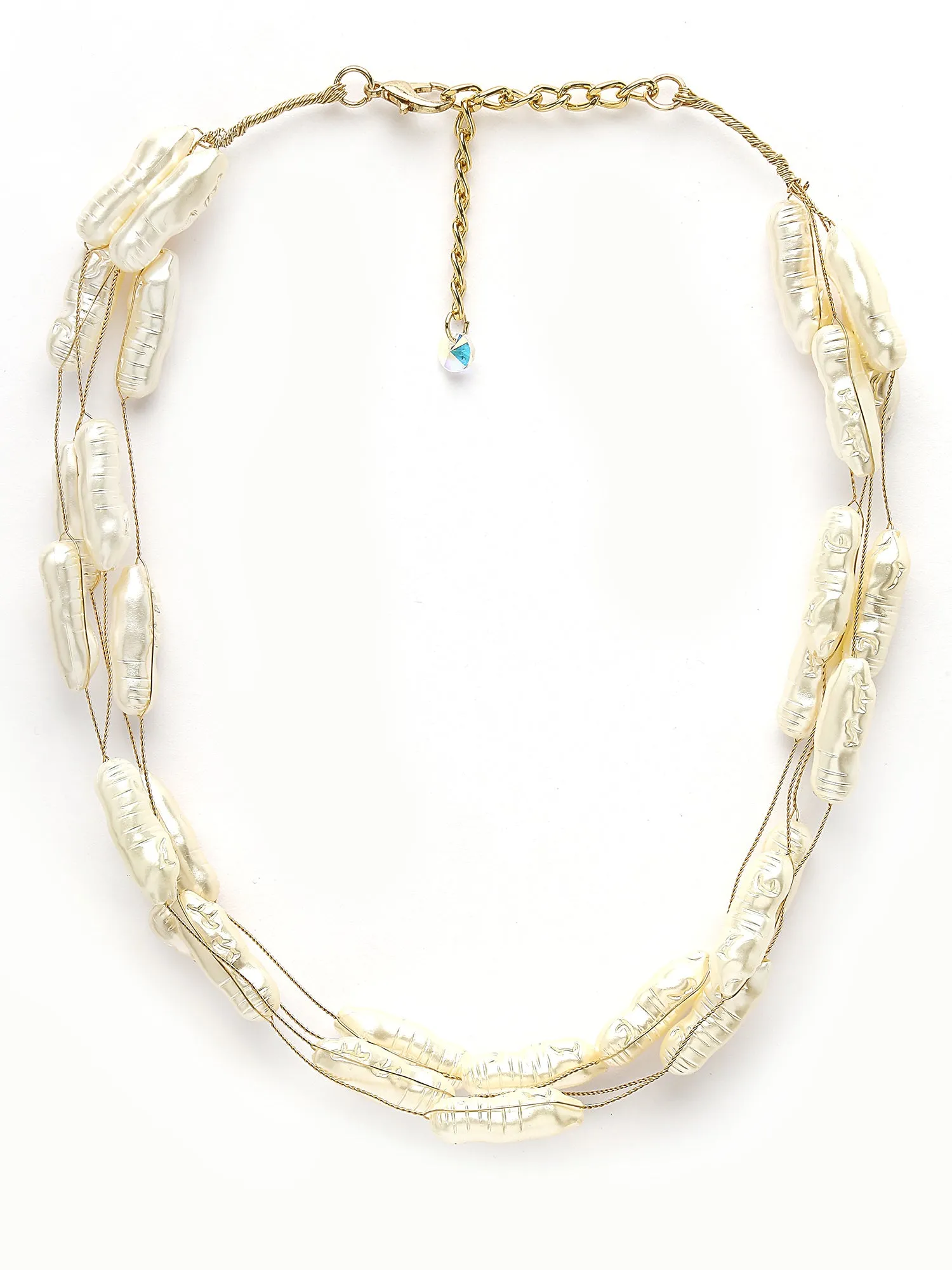 Bohey by KARATCART Gold Plated Multilayer Long Baroque Pearl Chain Necklace for Women