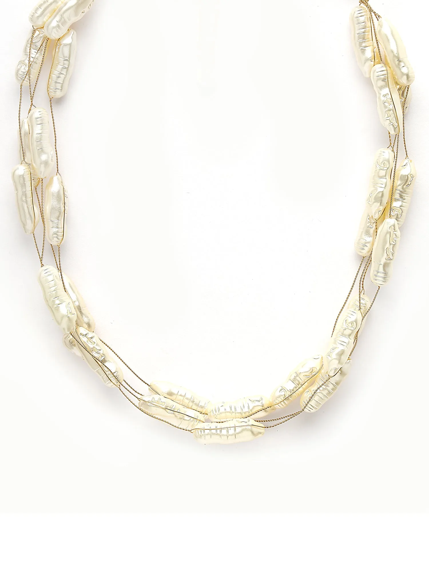 Bohey by KARATCART Gold Plated Multilayer Long Baroque Pearl Chain Necklace for Women