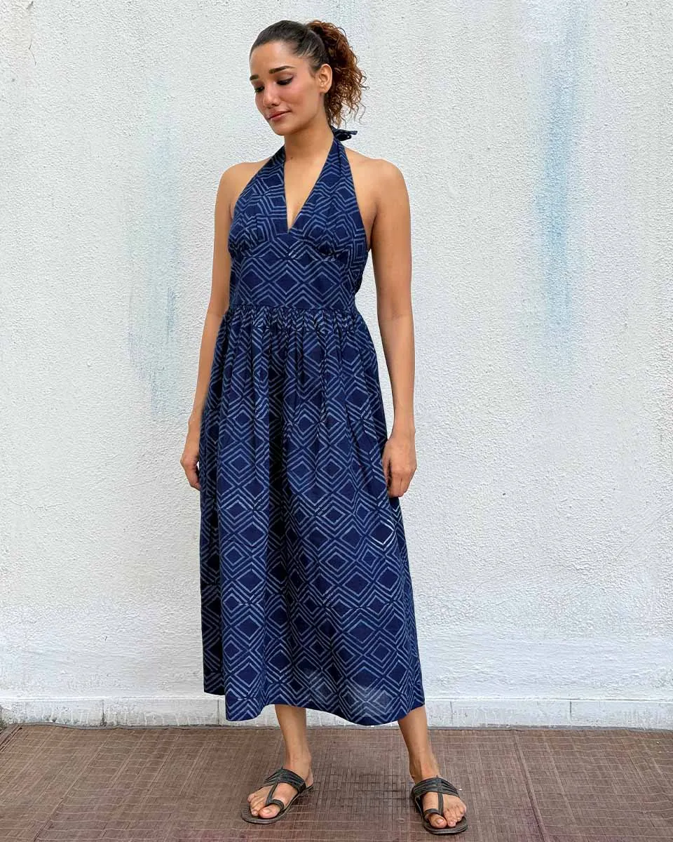 Bohème Blockprinted Cotton Dress
