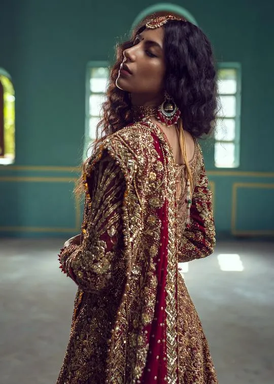 Bridal Lehenga Pakistani with Long Trail Gown #BS28