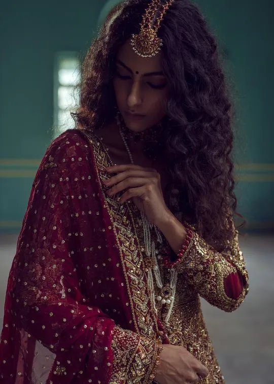 Bridal Lehenga Pakistani with Long Trail Gown #BS28