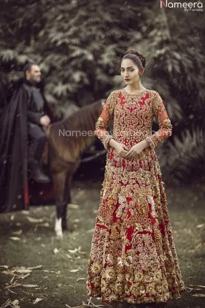 Bridal Lehenga with Long Gown Dulhan Dress Pakistani #BN885