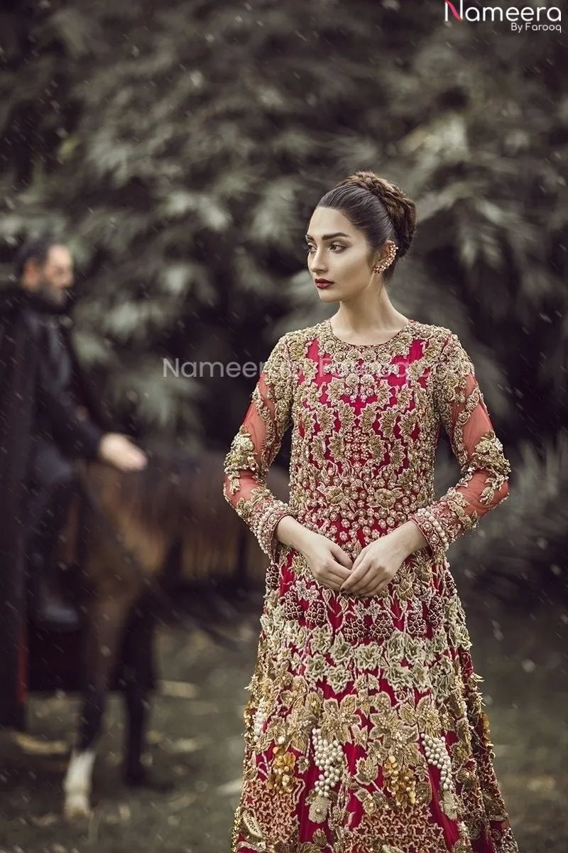 Bridal Lehenga with Long Gown Dulhan Dress Pakistani #BN885