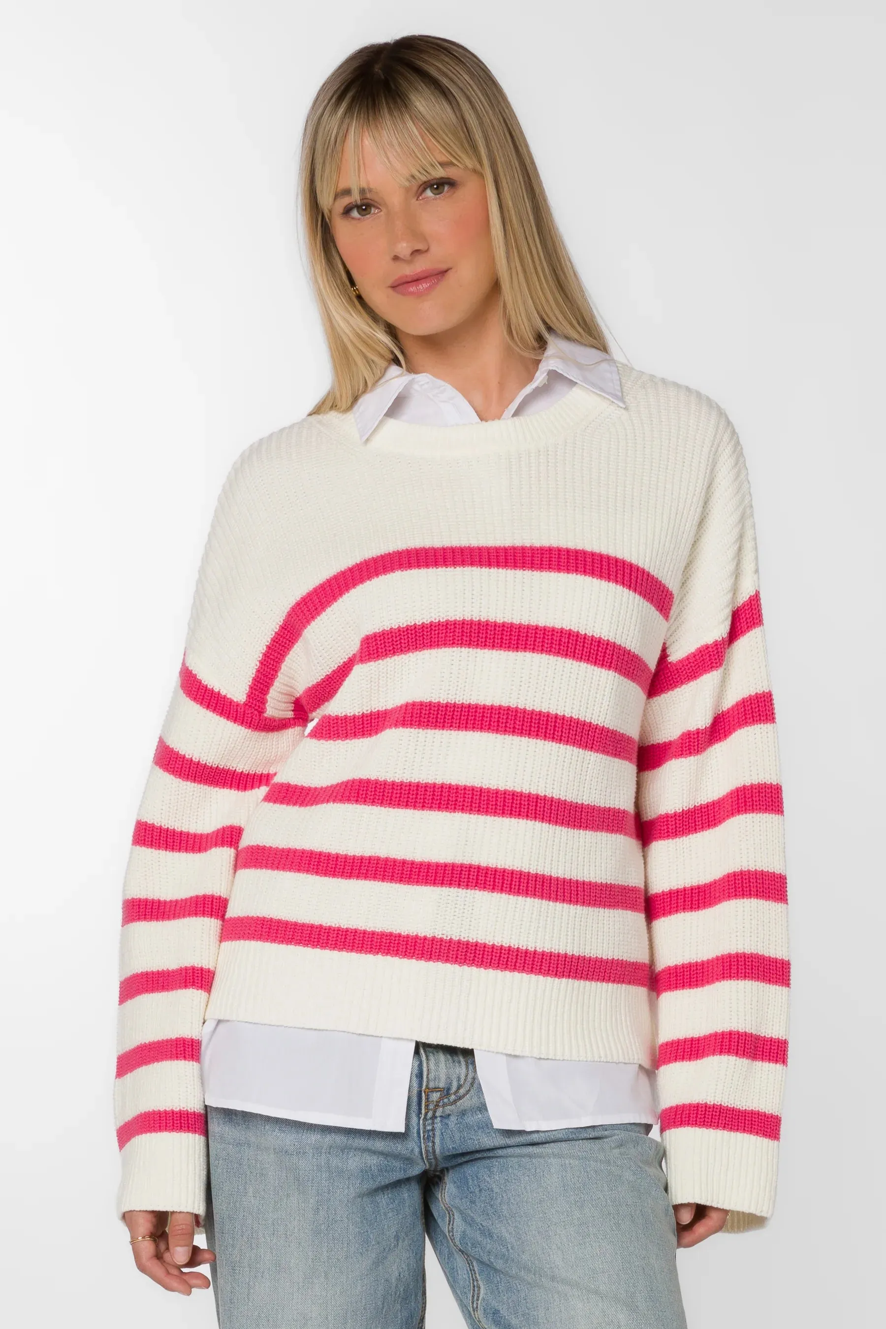 Bridgette Sweater in Pink Stripe