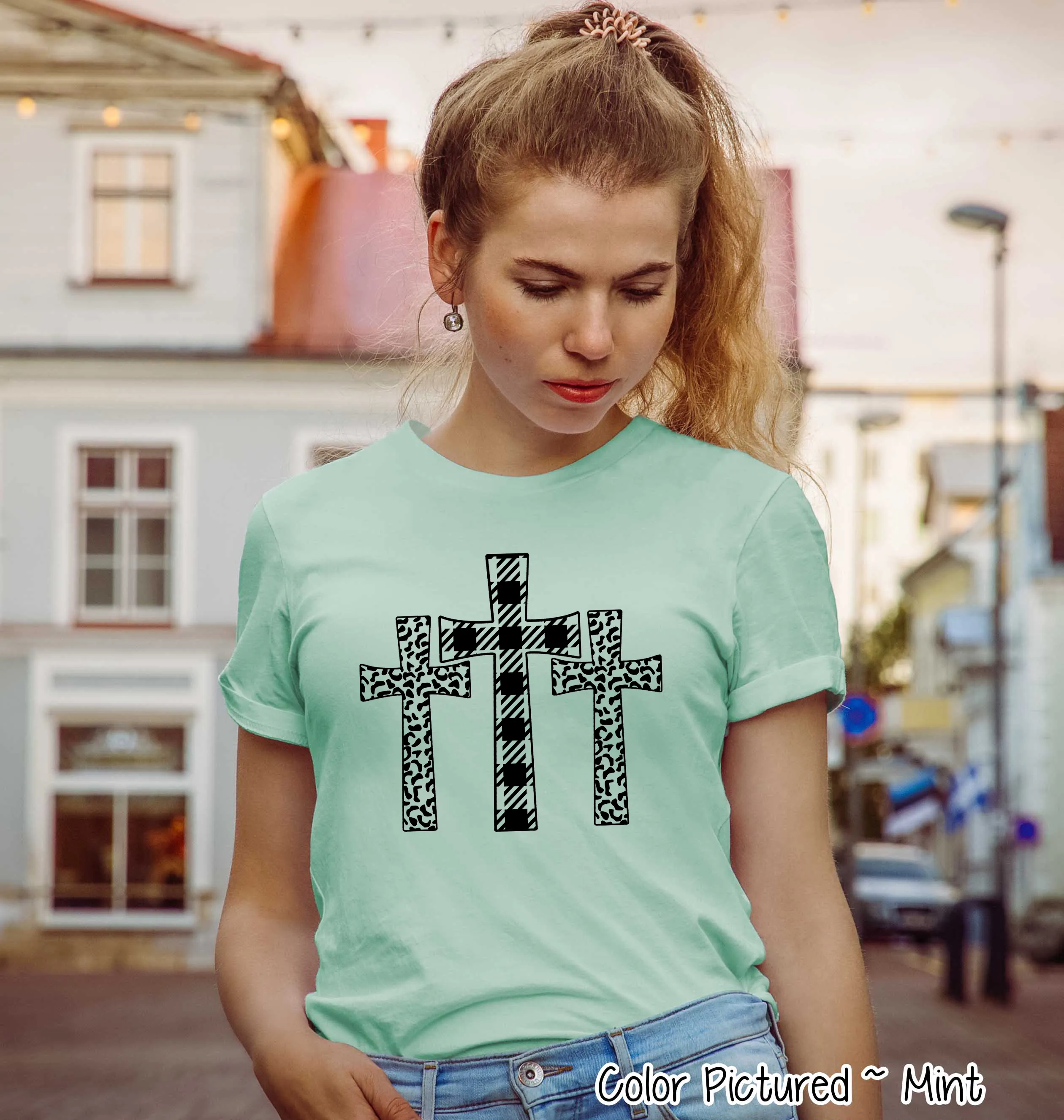 Buffalo Plaid and Leopard Cross Trio Tee