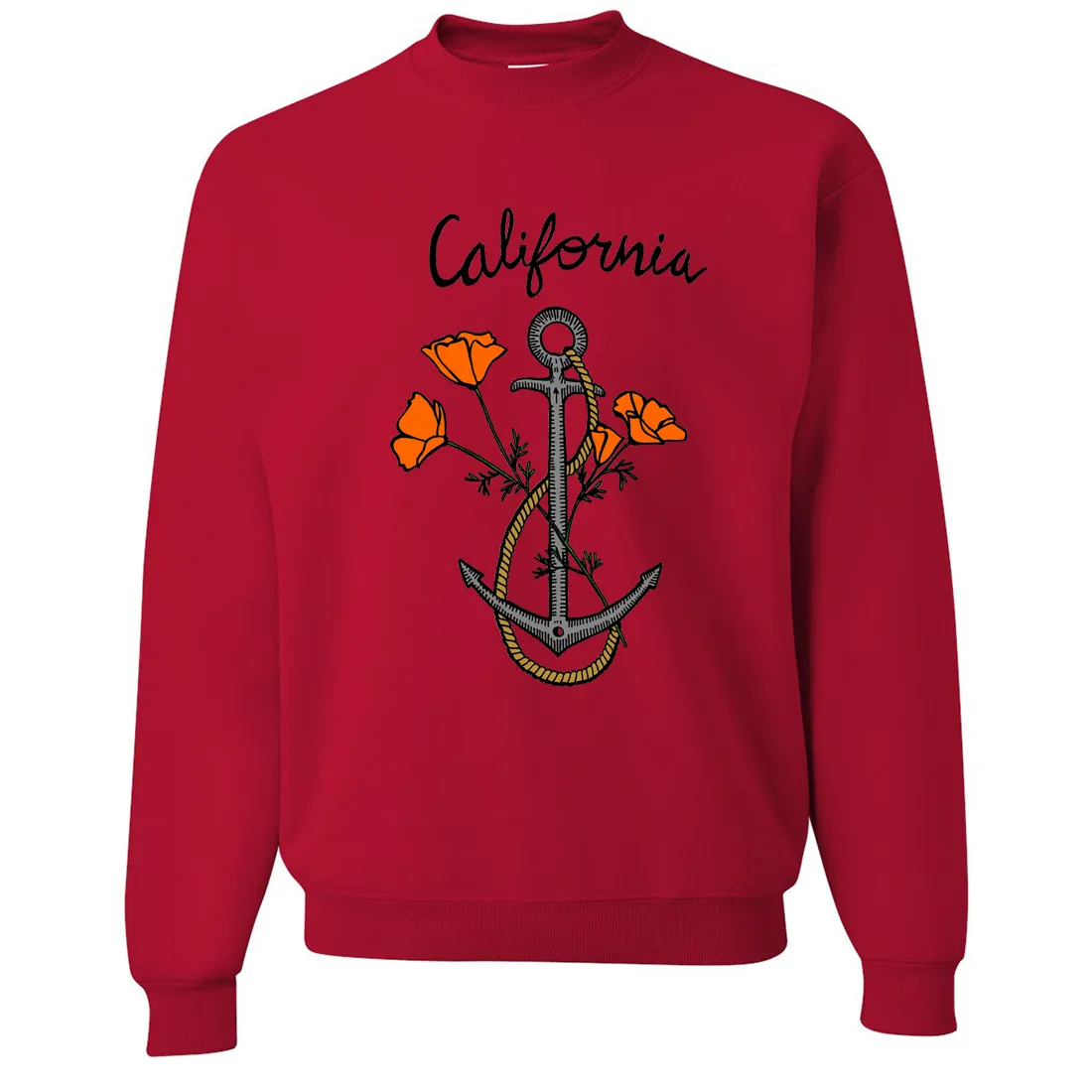 California Anchor Poppies Crewneck Sweatshirt