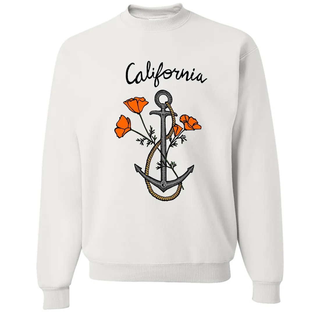 California Anchor Poppies Crewneck Sweatshirt