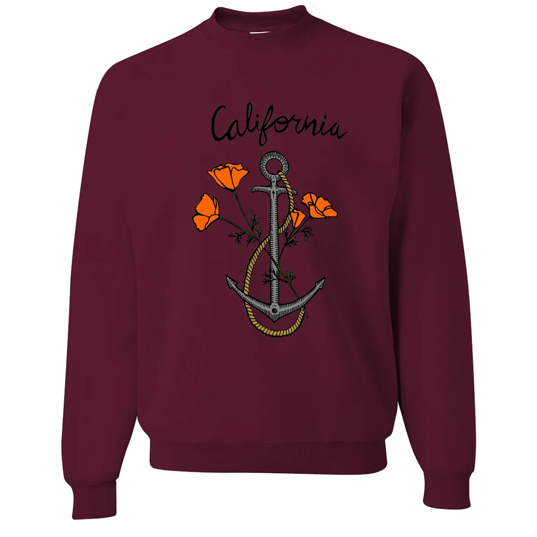 California Anchor Poppies Crewneck Sweatshirt