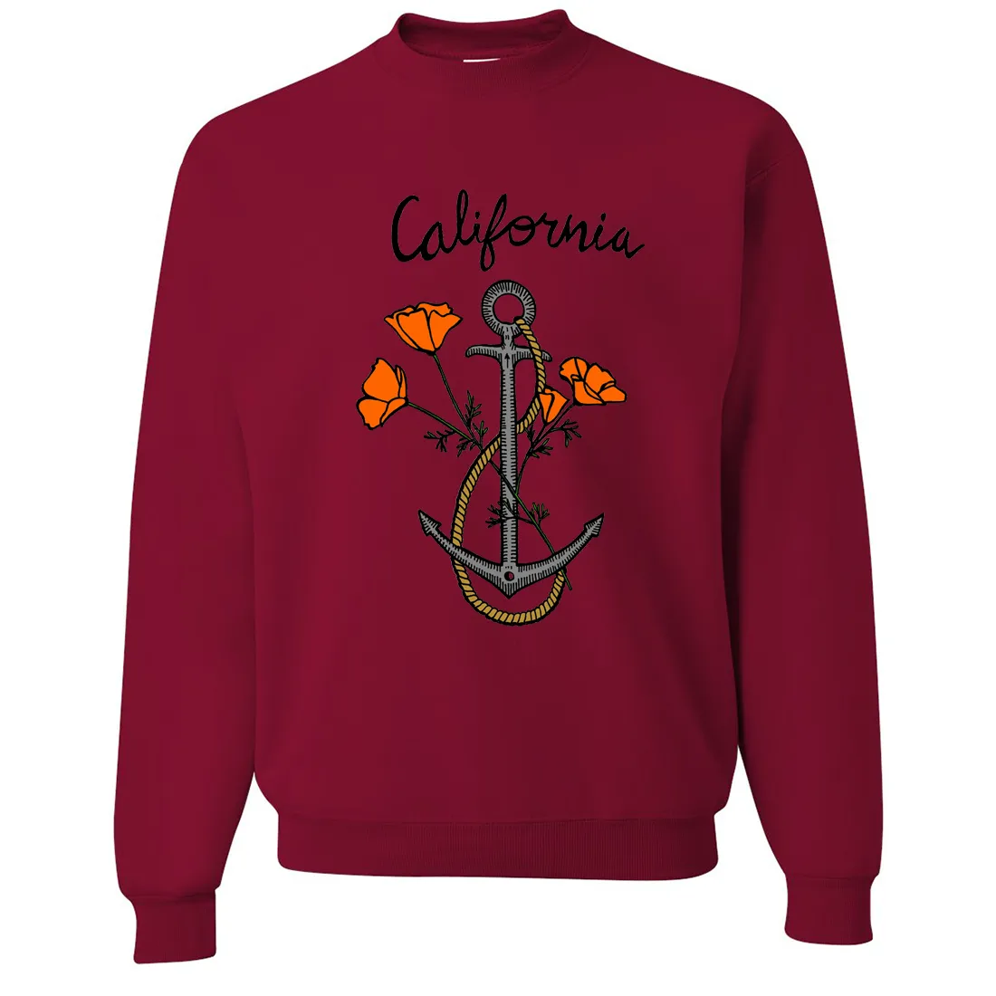 California Anchor Poppies Crewneck Sweatshirt