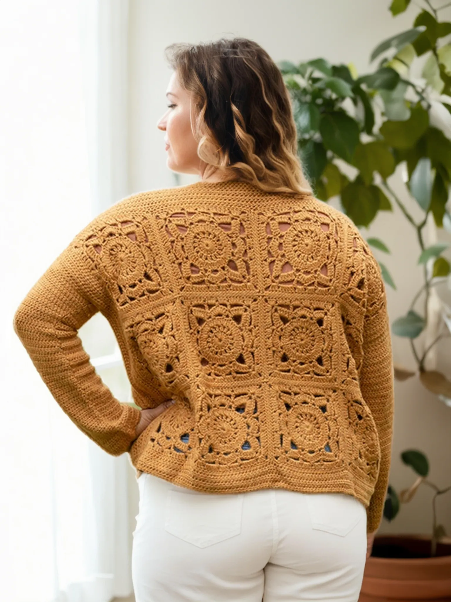 Caramel Square Patchwork Sweater