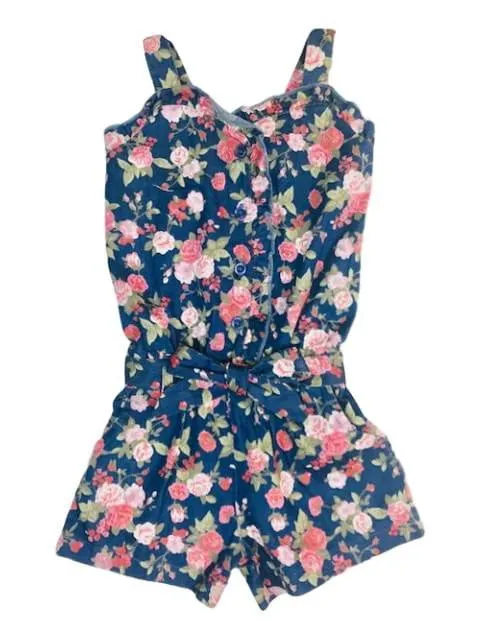 Chambray Flower Romper 2-8