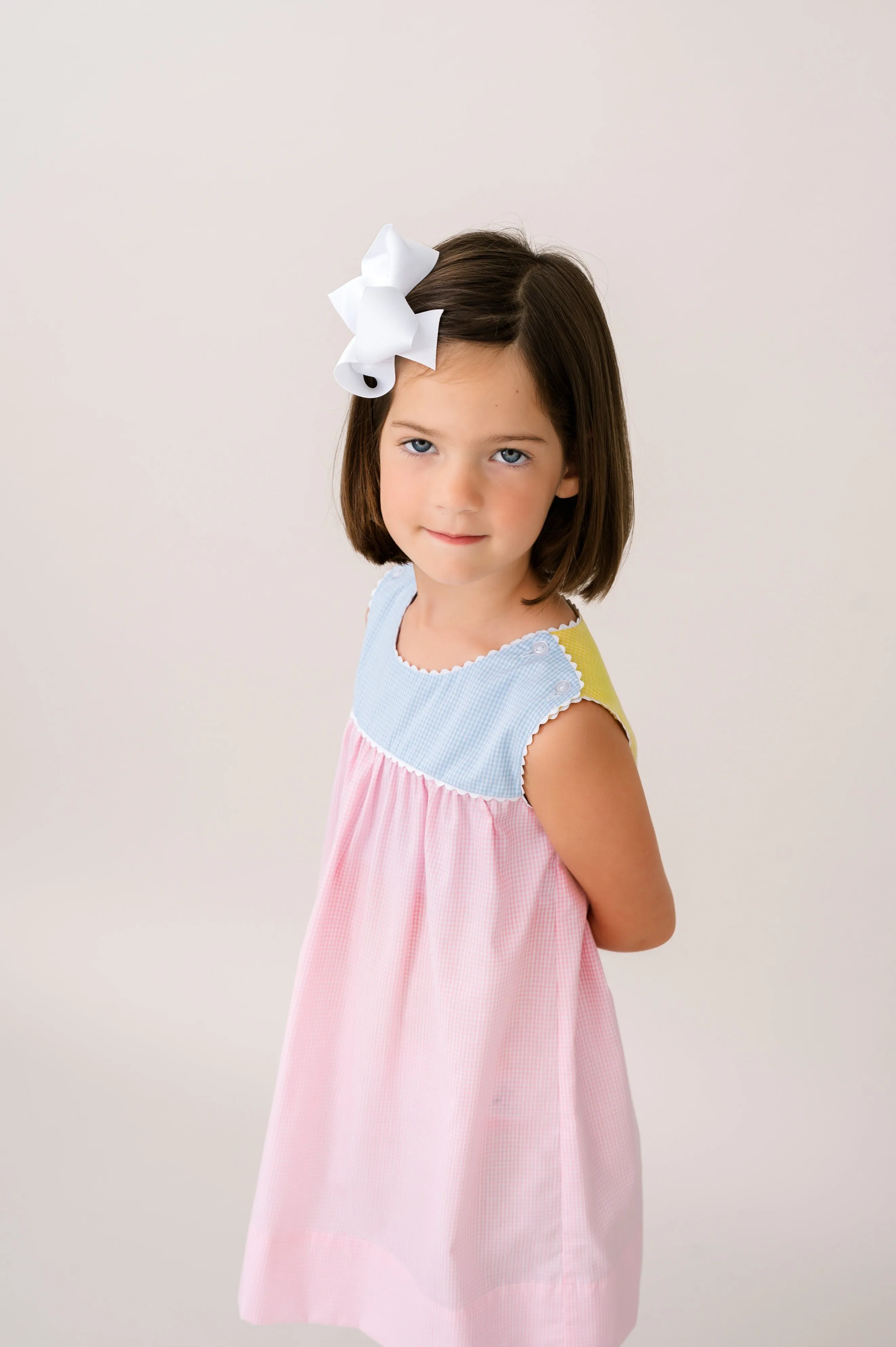 Charming Dress - Polite Pink Minigingham, Baker Blue Minigingham, Yorktown Yellow Minigingham