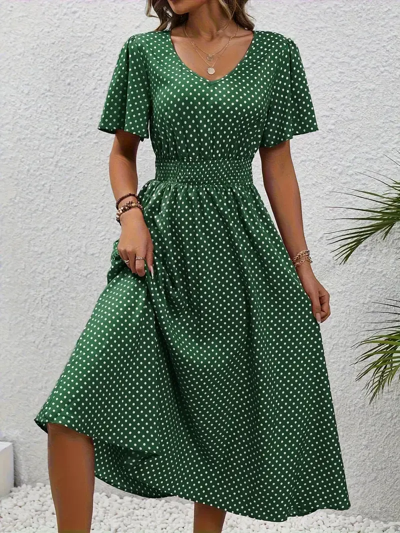Chastienne - Printed Short Sleeve Casual Dress