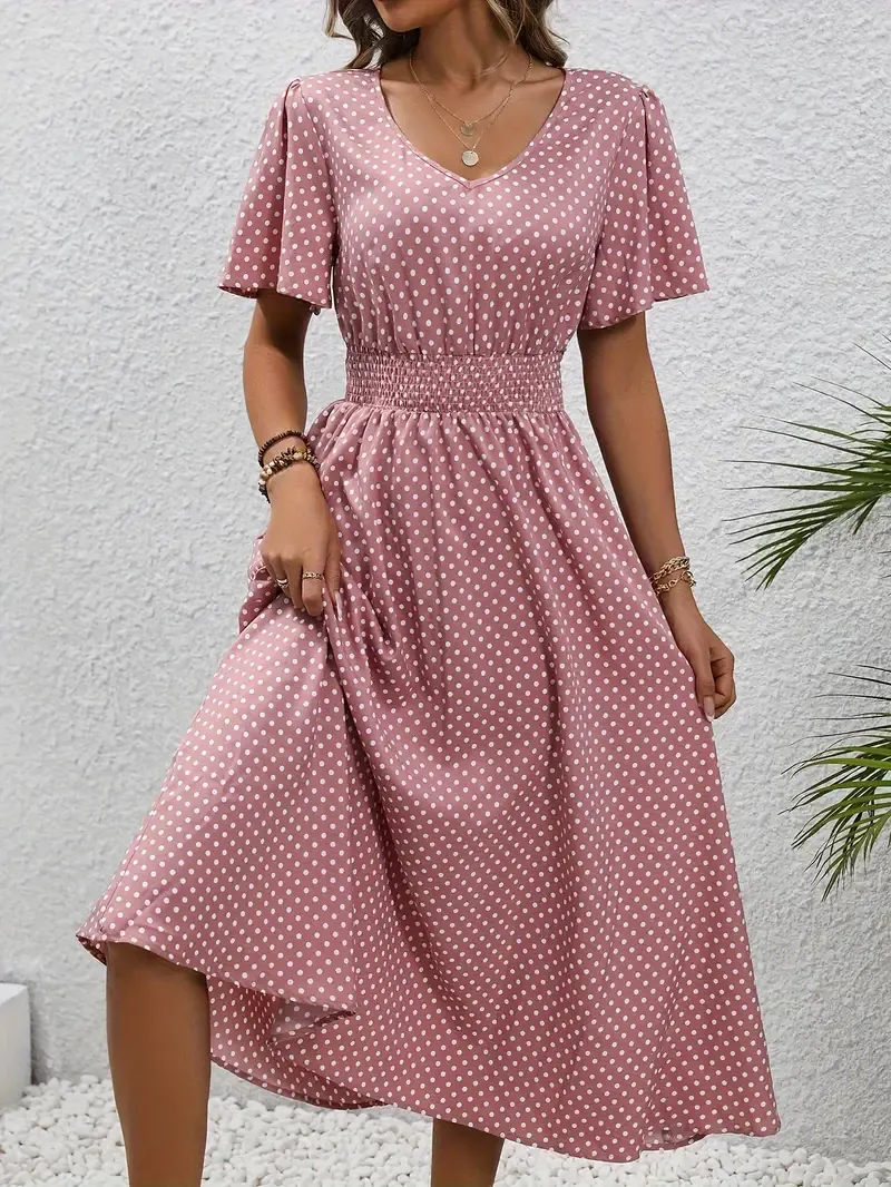 Chastienne - Printed Short Sleeve Casual Dress