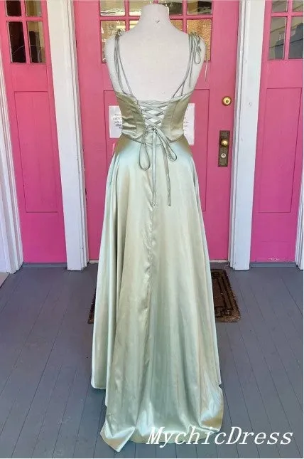 Cheap Long Soft Satin Purple Wedding Guest Dresses 2024 Spaghetti Straps