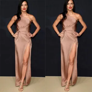 Cheap One Shoulder Side Split Sexy Soft Smple Custom Fashion Prom Dresses, PD0994