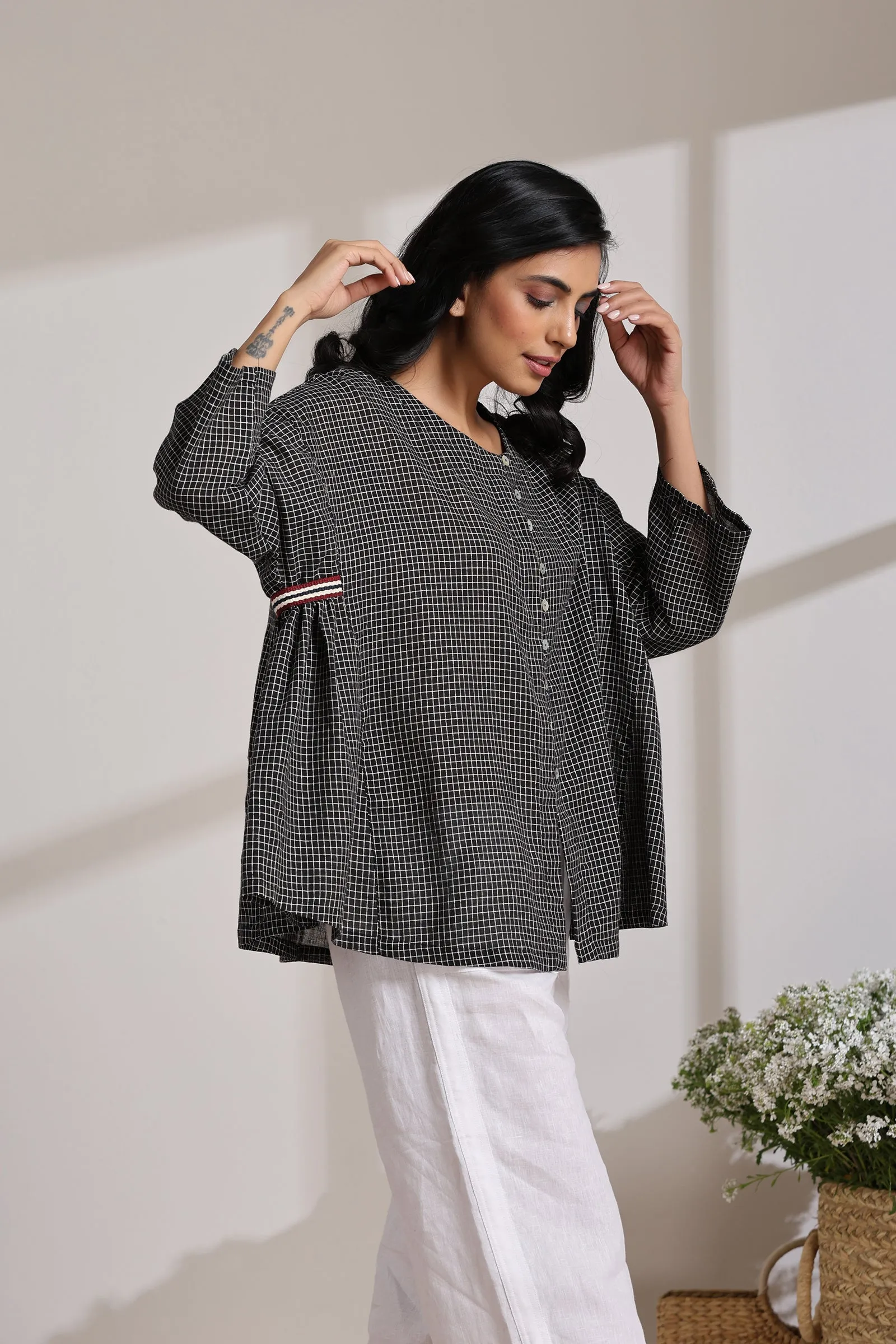 CHECK TAPE BLOUSE