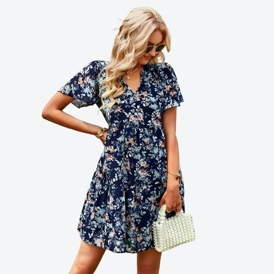 Chic Floral Tiered Relaxed Fit Dresses