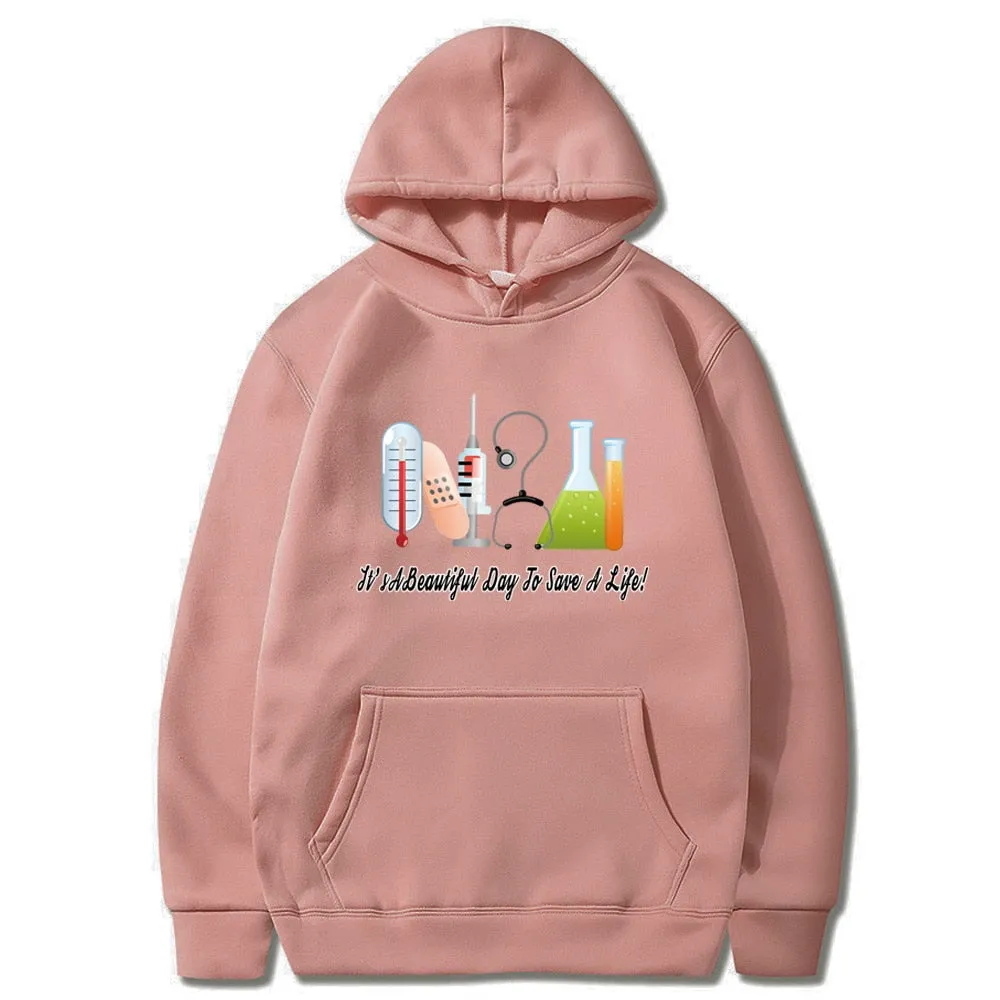 Chic Nurse Print Harajuku Hoodies Casual Fashion Pullovers for Women