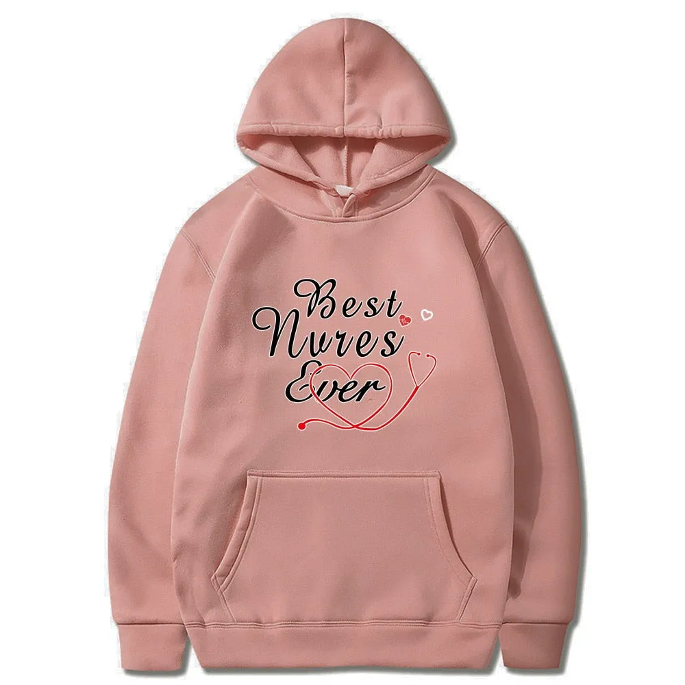 Chic Nurse Print Harajuku Hoodies Casual Fashion Pullovers for Women