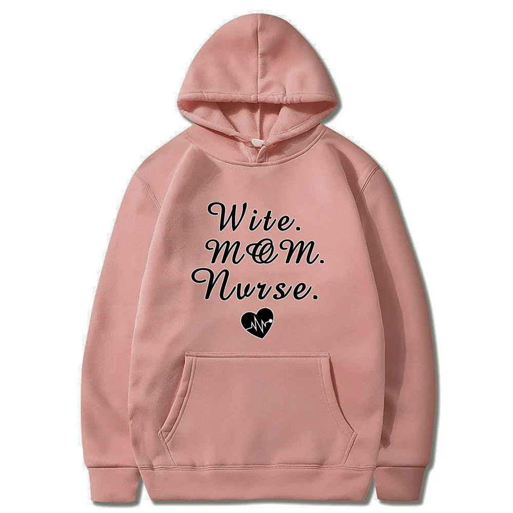 Chic Nurse Print Harajuku Hoodies Casual Fashion Pullovers for Women