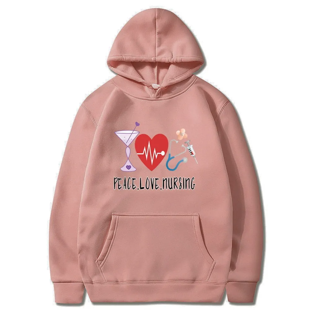 Chic Nurse Print Harajuku Hoodies Casual Fashion Pullovers for Women