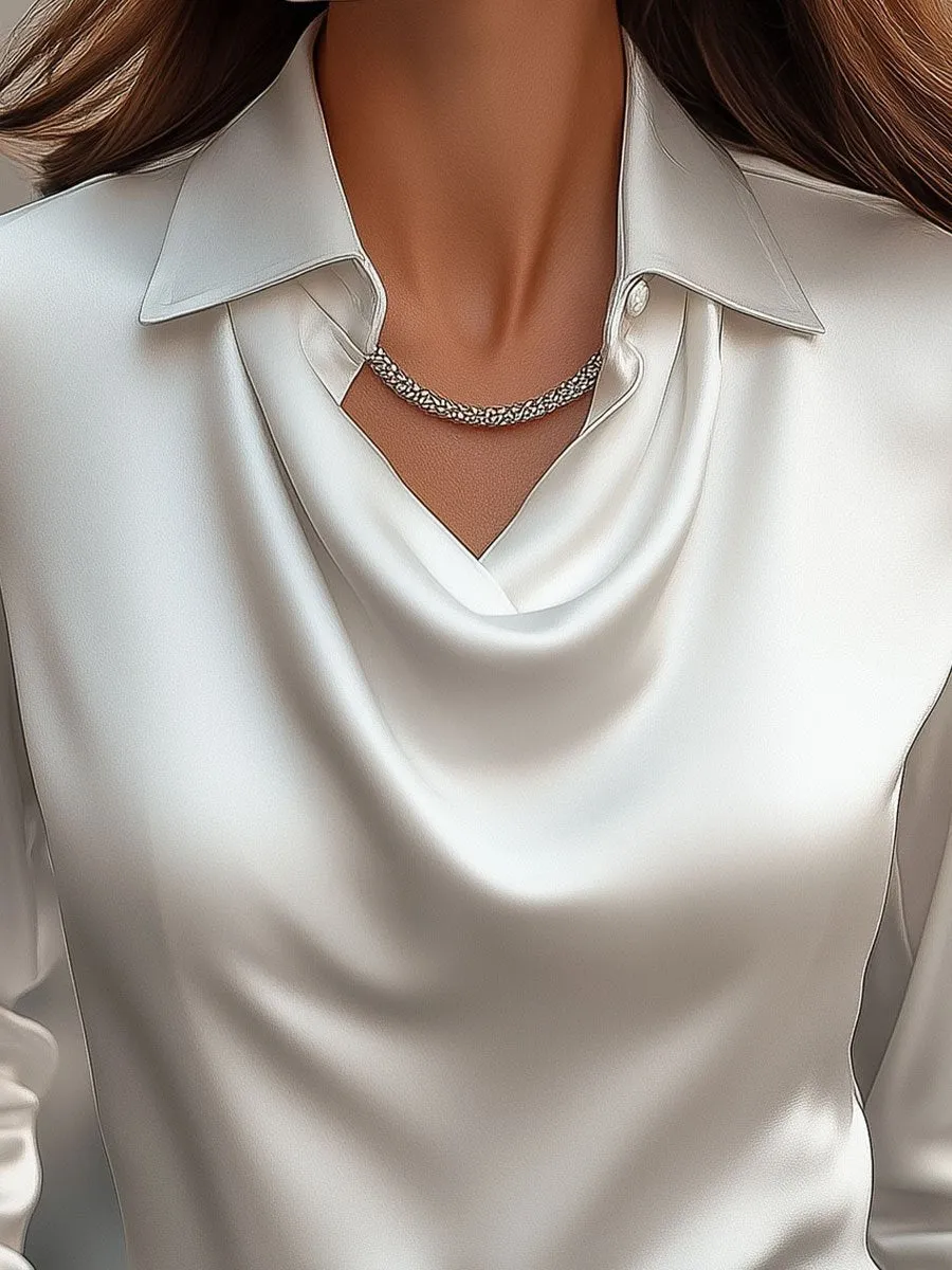 Chic Satin Blouse with Sophisticated Pleated Detailing