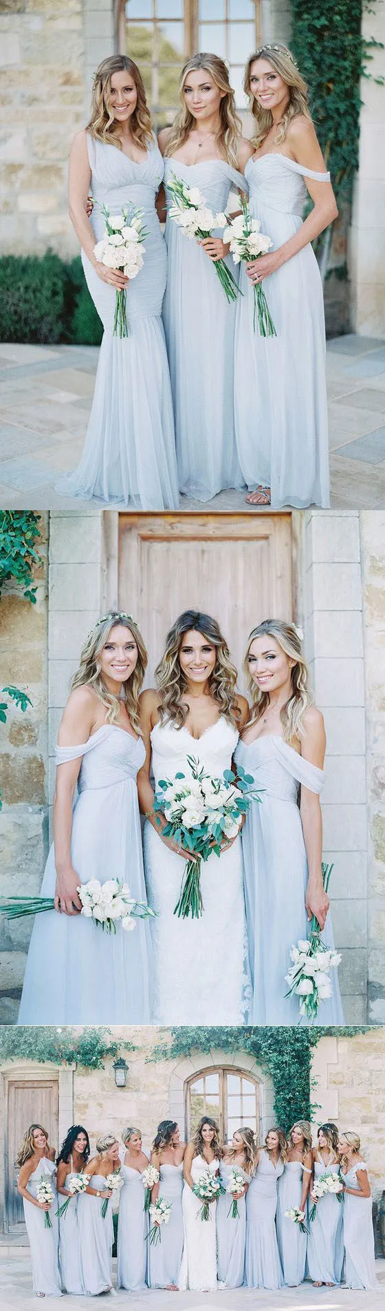 Chiffon Light Blue Mismatched Styles A Line Cheap Bridesmaid Dresses, BG51311