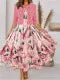 CityHottie - Women's Two Piece Dress Set Casual Dress Chiffon Dress Outdoor Daily Fashion Elegant Print Midi Dress V Neck Half Sleeve Floral Regular Fit Black Pink Gray Summer Spring S M L XL XXL