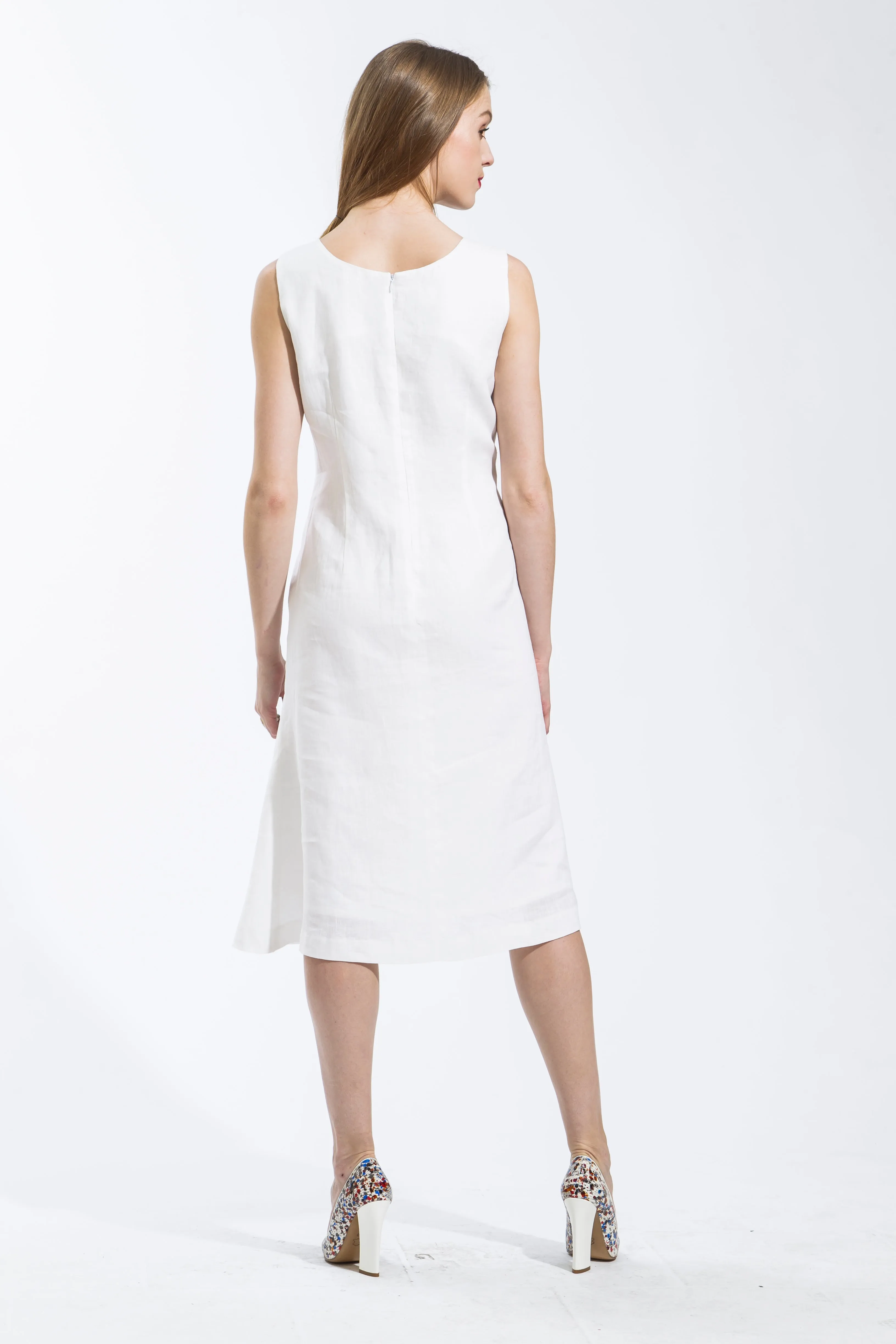 Classic A-Line Sleeveless Dress (Red) Style 8088K