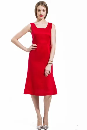Classic A-Line Sleeveless Dress (Red) Style 8088K