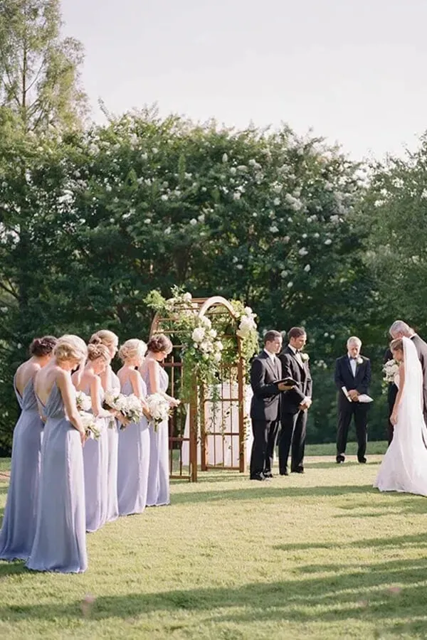 Classic Lilac Chiffon A-line V-neck Floor Length Bridesmaid Dresses, MBD202