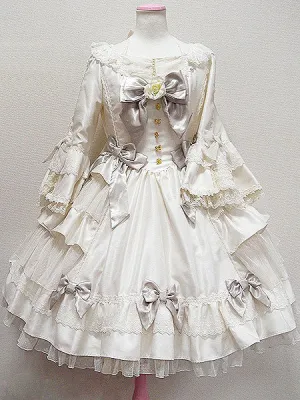 Classic Lolita Dress OP Black Hime Long Sleeve Lace Ruffled Bow Button Lolita One Piece Dress With Red Flowers