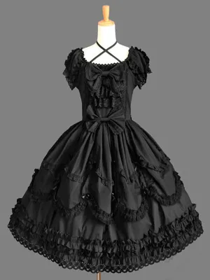 Classic Lolita OP Dress Black Ruffles Lolita One Piece Dresses