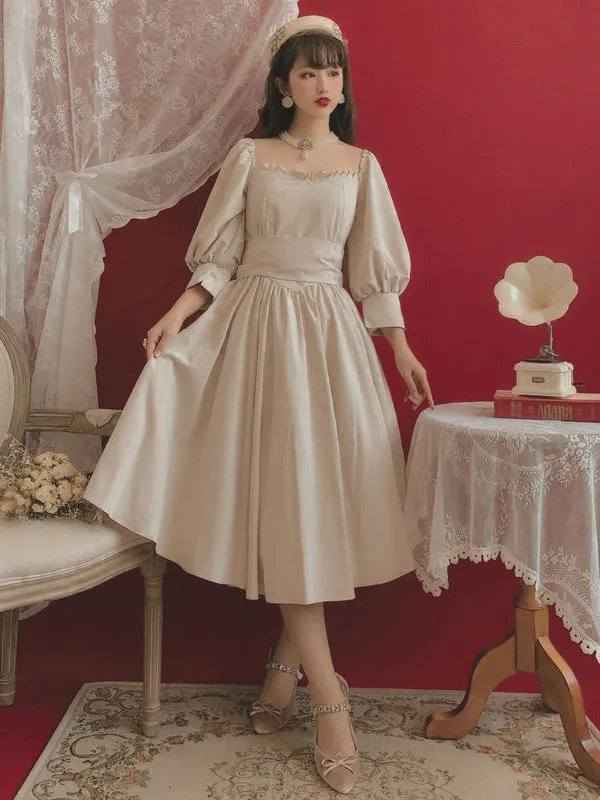 Classic Lolita OP Dress Puff Sleeves Lolita Vintage One Piece Swing Dresses