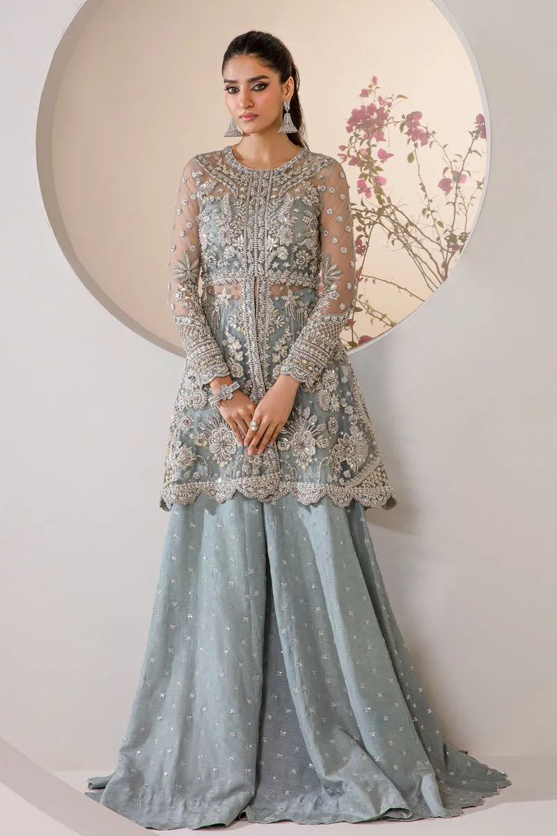 Classic Turquoise Embroidered Pakistani Wedding Wear Kameez Sharara