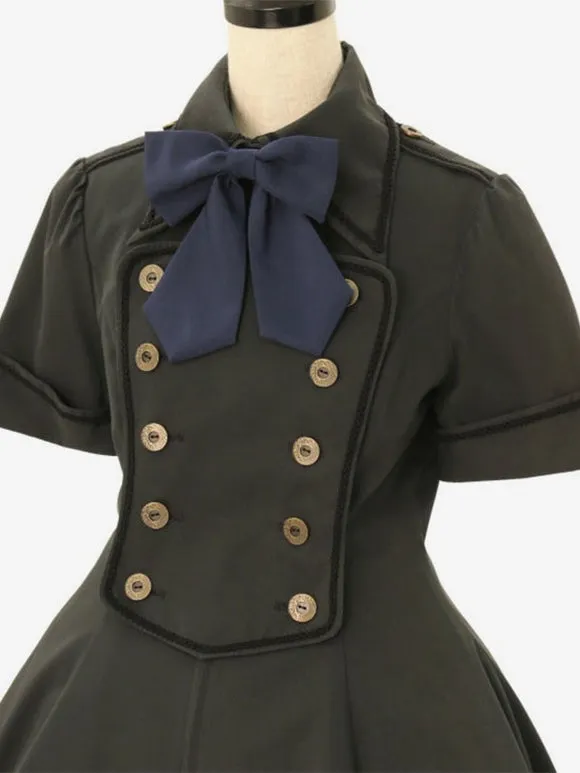Classical Lolita Dress Polyester Short Sleeves Classic Lolita Dresses Black