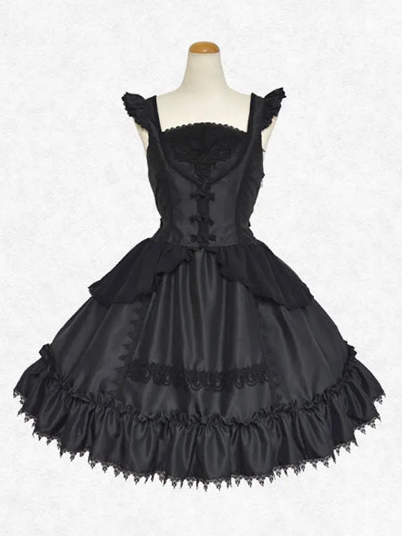 Classical Lolita Dress Polyester Sleeveless Classic Lolita Dresses Black