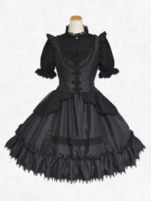 Classical Lolita Dress Polyester Sleeveless Classic Lolita Dresses Black